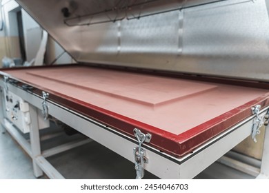 Membrane vacuum press optimat factor machine, factory concept. High quality photo