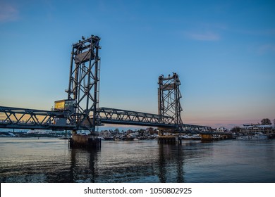 Memorial Bridge during a winter sunset - Portsmouth, New Hampshire