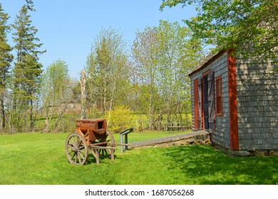 Memorial Church In Grand Pre National Historic Site, Wolfville, Nova Scotia, Canada. Grand-Pré Area Is A Center Of Acadian Settlement From 1682 To 1755. Now This Site Is A UNESCO World Heritage Site.