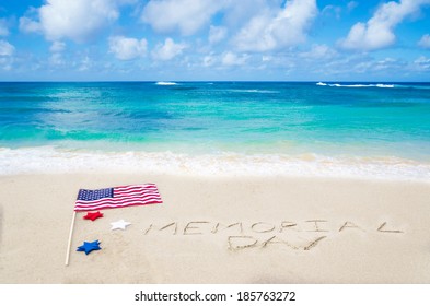 Memorial Day Background On The Sandy Beach Near Ocean