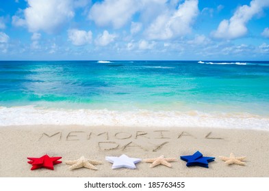 Memorial Day Background On The Sandy Beach Near Ocean