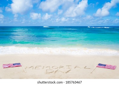 Memorial Day Background On The Sandy Beach Near Ocean