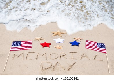 Memorial day background on the sandy beach