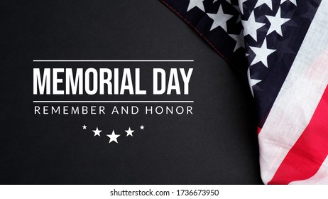 Memorial Day USA greeting card. Remember and Honor with American flag