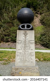 A Memorial At Faettenfjorden, In Norway. Allied Forces Failed When They Tried To Damage The German Battleship Tirpitz, Here, During World War Two. Faettenfjorden, Norway, 07.27.2021.