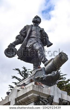 Memorial to Ferdinand Magellan in thw town of Punta Arenas, Chile