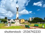 Memorial Park in Port of Spain, Trinidad and Tobago, features a war monument honoring Trinidadian soldiers who served in global conflicts