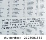 Memorial to soldiers who fought and died on the USS Arizona at Pearl Harbor