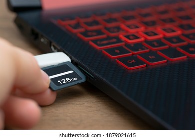 Memory Card Inserted Into The Computer Memory Card Slot