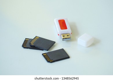 Memory and card reader On a white background