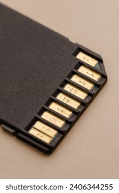 Memory card, SD card and micro SD card isolated on white background, front and back view