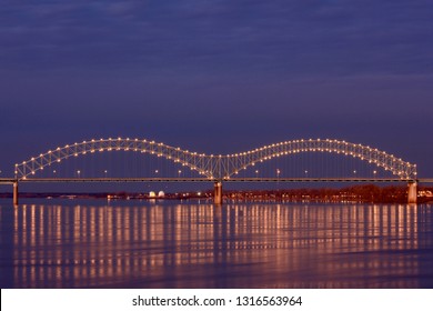 Memphis Bridge Over Mississippi River At Twilight