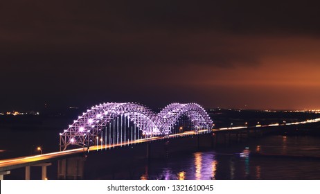 A Memphis, Tennessee Bridge After Dark