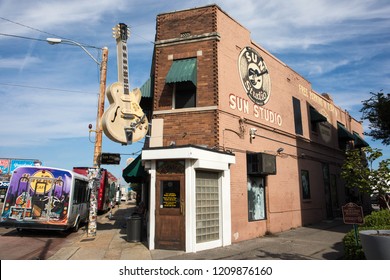 MEMPHIS, TENNESSEE - SEPTEMBER 28, 2018: Sun Studio Is Where An 18 Year Old Elvis Presley Recorded His First Song. It's Well-known In The Music Industry As 