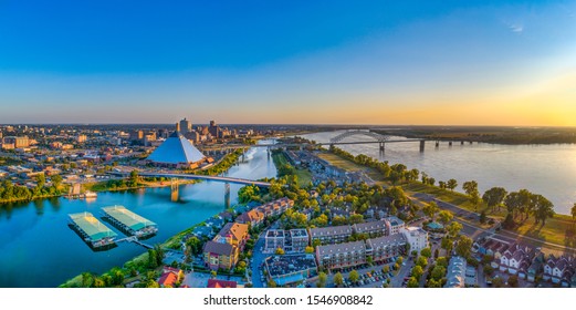 Memphis Tennessee TN Downtown Drone Skyline Aerial.