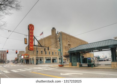 MEMPHIS, TENNESSEE/UNITED STATES- JANUARY 12, 2019: Orpheum Theater Near Beale St. In Memphis, Tennessee. Beale Street Is A Famous Area With Ties To Historic Blues Music Buildings And Musicians