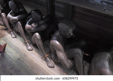 Memphis, TN, USA - June 9, 2017: Sculpture display of black slaves at the National Civil Rights Museum and the site of the Assassination of Dr. Martin Luther King Jr.