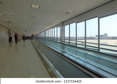 Memphis, USA - AUG 12, 2018: People Are Walking In Memphis International Airport.