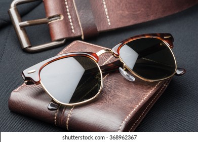 Men Accessories, Closeup Brown Sunglasses 