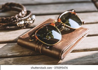 Men Accessories, Closeup Brown Sunglasses 