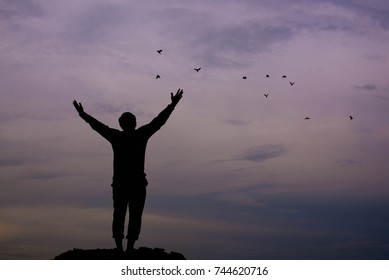 Men Action On Sunset Bird Fly Stock Photo 744620716 | Shutterstock
