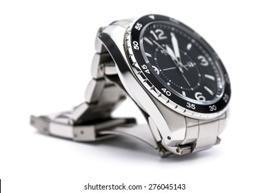 Men Analog Watch On White Background.