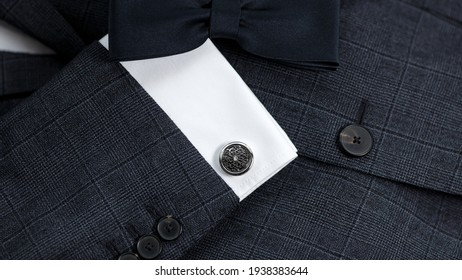 Men Bowtie Cravat Cufflinks. Set Fashion. Bow Ties For Mens.