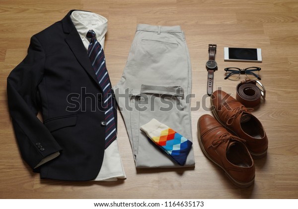 Men Business Casual Clothing Lay Down Stock Photo (Edit Now) 1164635173