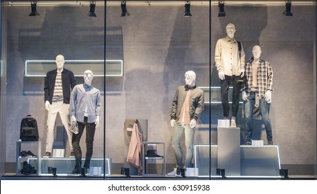 Men Clothing In A Showcase In London.