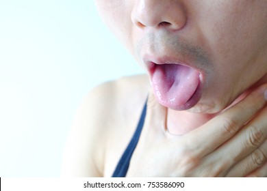 Men With Cough, Men With Acid Reflux Disease Nausea Vomiting White Health Concept