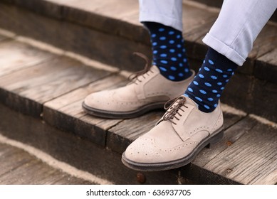 men elegant shoes with blue socks