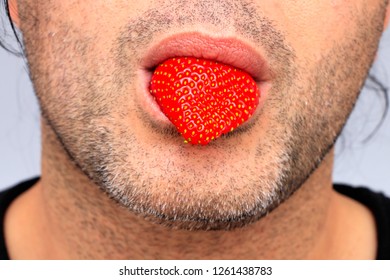 Men Face With Strawberry Tongue