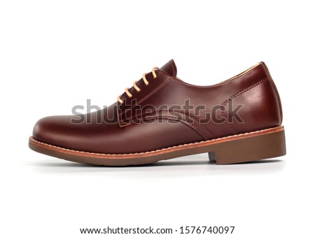 Men fashion brown shoes isolated on white background.