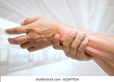 Men at higher risk of wrist fractures. Pain concept