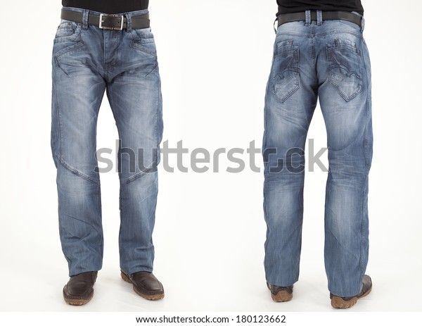 Men Jeans Trousers On White Background Stock Photo (Edit Now) 180123662