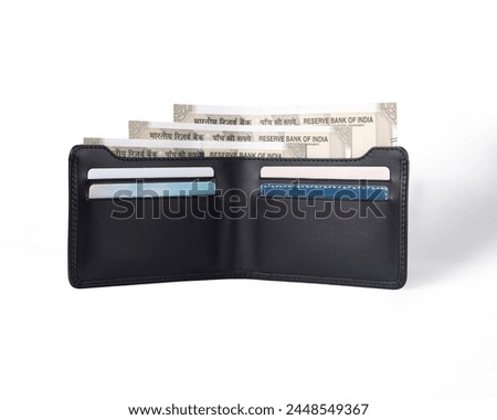 MEN LEATHER WALLET WITH MONEY INDIAN RUPEES CURRENCY