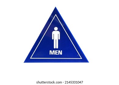 Men. Men's Bathroom Sign. Isolated On White. Blue Men's Restroom Sign. Public Restroom Sign. 