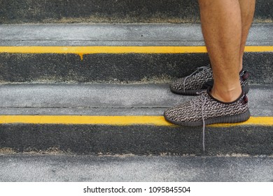 Men prepare for jogging.