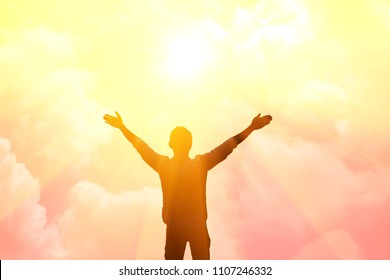 Men Raise Their Arms Thank God Stock Photo (Edit Now) 667510846