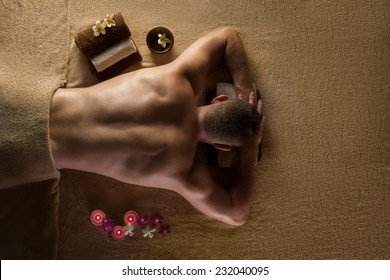 Men Is Ready For Massage. Spa Treatments