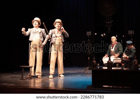 men in retro old clothes frock coats and uniforms  Foto stock © 