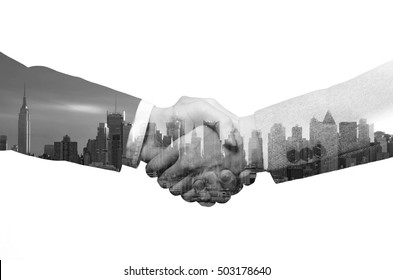 Men Shaking Hands Close-up On A White Background