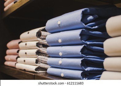 Men Shirts In A Clothing Store