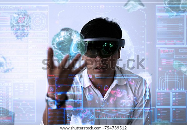 Men Steps Into Virtual Reality World Stock Photo (Edit Now) 754739512