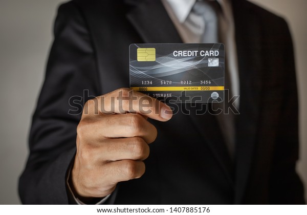 Men Take Out Credit Card Suit Stock Photo Edit Now 1407885176