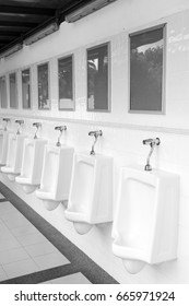 Men Toilet With Empty Advertising Sign