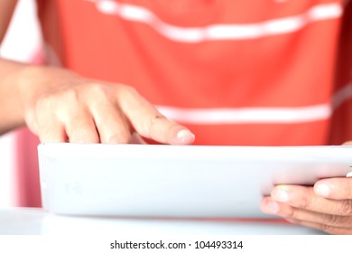 Men are using digital tablet