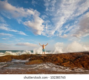 men in the waves