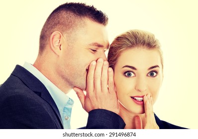 Men Whispering Secret His Surprised Friend Stock Photo 291496874 ...