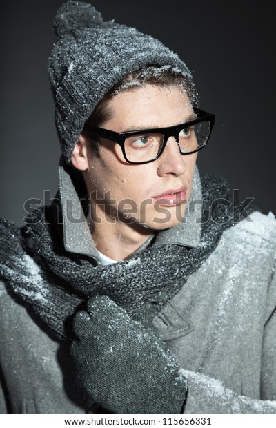 Men Winter Fashion Handsome Man Brown Stockfoto Jetzt